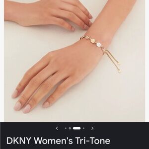 Donna Karan tri color Gold Silver Disc Bracelet
